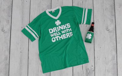 V-Neck Football T w/Shamrock Koozie